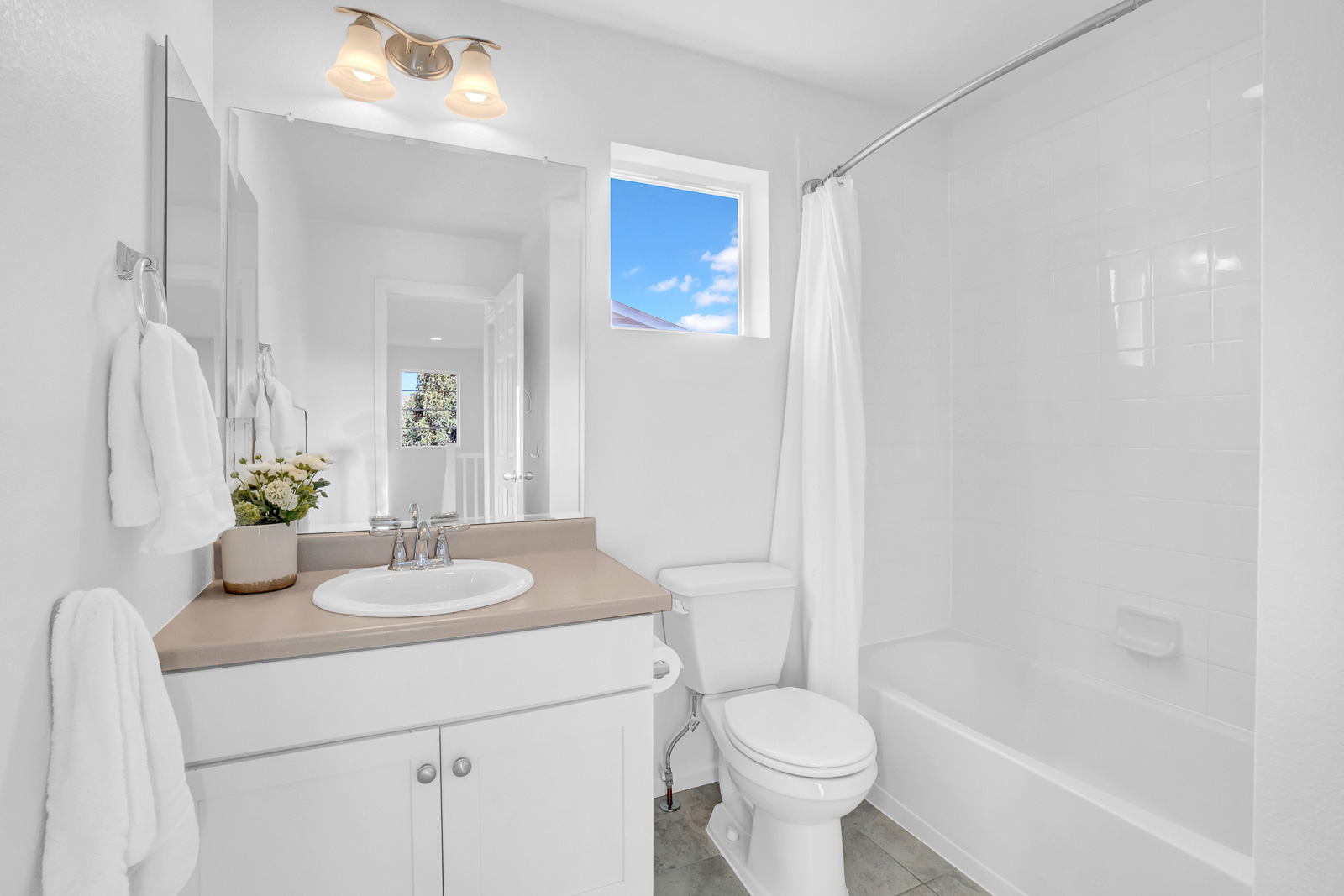 Bathroom real estate photography with clean design and natural lighting in Colorado